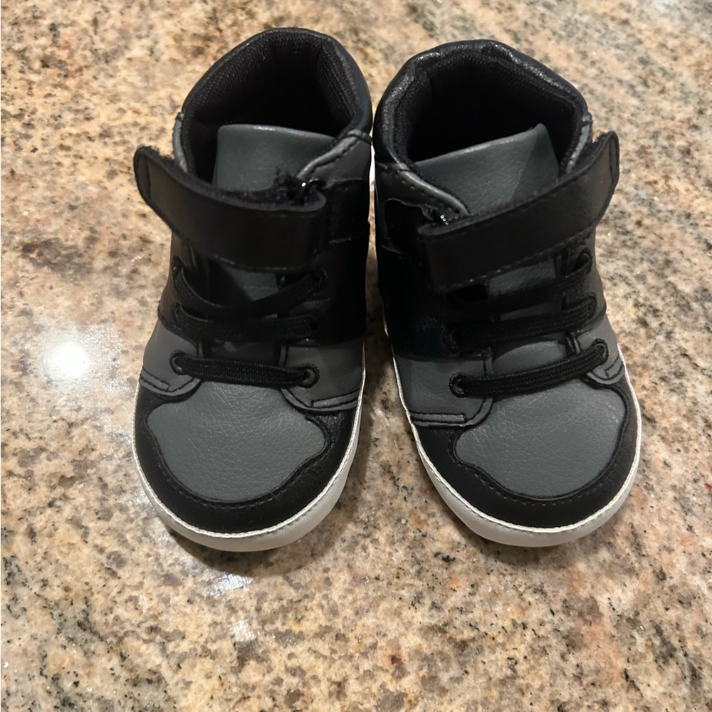 Children’s Place Baby Black Leather High-tops, Size 6-12